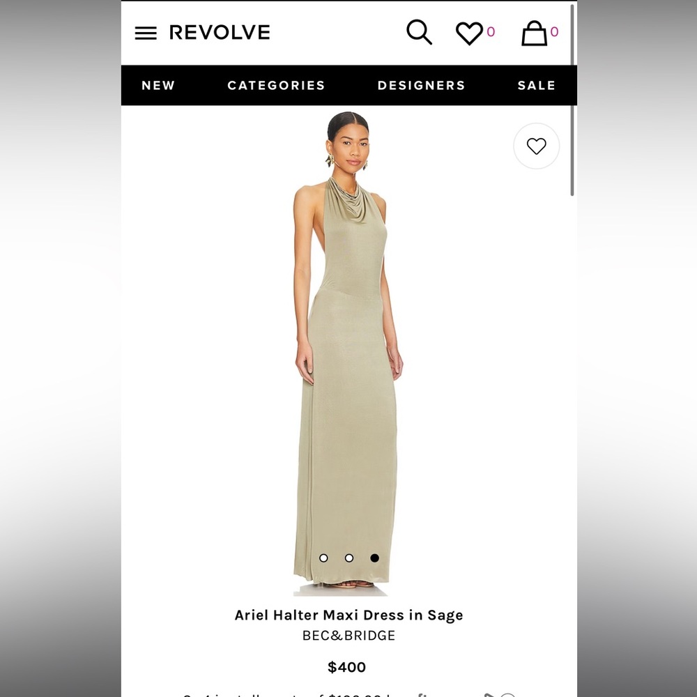 bec + bridge ariel halter maxi dress in sage